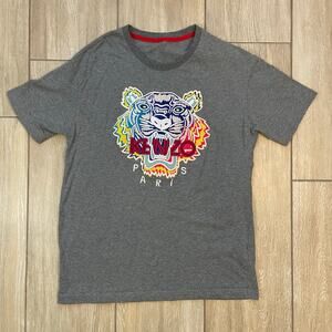 Kenzo Paris Embroidered Tiger Logo T Shirt Gray Portugal Mens S